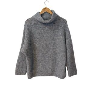 Free People She’s All That Turtleneck Sweater Alpaca Blend Blue Gray Size XS
